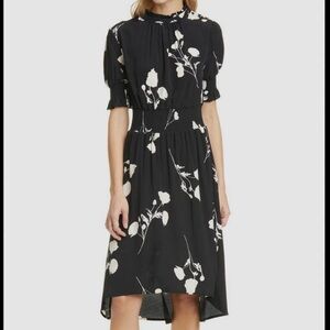 ba&sh Black and White Floral High Low Dress Dark Romantic